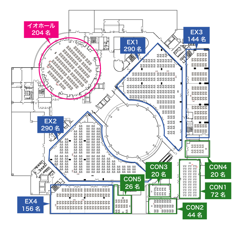 ソーシャルディスタンスを意識した会場レイアウト（９F全体図）
