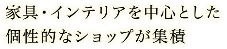 家具・インテリアを中心とした個性的なショップが集積